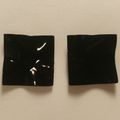 Black Enamel Earrings Metal Earrings Square Rip...
