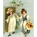 1910 Cute Adorable Young Girls Dress up for Bir...