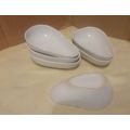 6 x White Retro Avocado Dishes