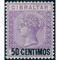 Gibraltar 1889 50c on 6d bright violet '5’ with...