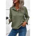 Laurel Green Textured Knit Buttoned Kangaroo Po...