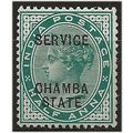 Chamba (ICS) 1887 O1 1/2a Blue-Green SERVICE Mo...