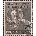 POLAND, Farmer and Worker, 6 yr plan, grey 1951...