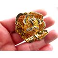 Rare Gold Plated & Silver Beaded Filigree Rose ...