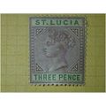 St Lucia QV 1886 3d Dull Mauve & Green Die 1 Wm...