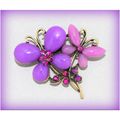Purple Crystal Floral Bronze Brooch Jumper Clas...
