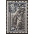 Ceylon 1938 SG391 20c Black & Grey-Blue Mounted...