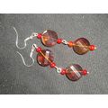 Dramatic amber orange crystal glass twisted dis...