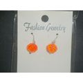 Single clear orange crystal glass earrings smal...