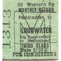 G.W.R. Edmondson Ticket - Paddington to Loudwat...