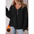 Black Fleece Lined Half Zipper Kangaroo Pockets...