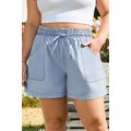 Beau Blue Pocketed Drawstring High Waist Plus S...