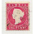 GAMBIA 1886 CLASSIC ONE PENNY WMK CA USED SG23b...