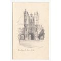 Micklegate Bar York Postcard Woolstones Sketch Art