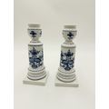 Antique Meissen Porcelain Blue Onion Candle Hol...