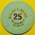 Bally's. $25 NCV Casino Chip. Reno, NV. E62.