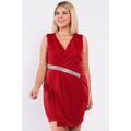 Sleeveless V-neck Asymmetrical Wrap Rhinestones...