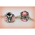 2 Pink Faux Pearl Spacer Screw Stopper Bead Fit...