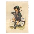 BOY SHOE CLEANING..by Hilde Kruger used postcar...