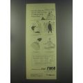 1954 TWA Trans World Airlines Ad - Yes sir! You can now fly TWA to USA