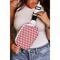 Fiery Red Checkered Print Zipped Buckle Strap C...
