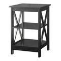 Black Wood X-Design End Table Nightstand with 3...