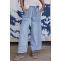 Beau Blue Drawstring Seam Detail Raw Hem Wide L...
