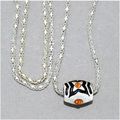 Trendy Orange Crystal Silver Tone Charm Pendant...
