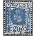 Ceylon 1932 SG350 20c Bright Blue Fine Used . .. .