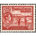 Turks & Caicos KGVI 1938 1½d Scarlet Mounted Mi...
