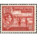 Turks & Caicos KGVI 1938 1½d Scarlet Mounted Mi...