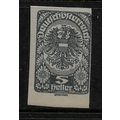 AUSTRIA 1919 REPUBLICAN ARMS 5H GREY IMPERF SG ...
