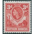 Northern Rhodesia 1953 3d scarlet SG 65 unused