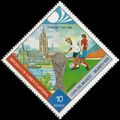 EQUITORIAL GUINEA, FOOTBALL, Frankfurt World Cup, blue & orange 1974, 10Ek