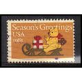 Used 1940 20c 20c Teddy Bear and Sleigh Average...