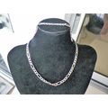 STERLING SILVER 18" FIGARO NECKLACE 6 1/4" BRAC...
