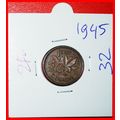 Ⰶ WAR (1939-1945): CANADA ★1 CENT 1945! GEORGE ...