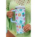 Light Blue Beach Day Fun Pattern Cup with Handl...