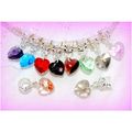 5 Crystal Love Heart Dangle Bead Silver Plated ...