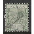 MALAYSIA PERAK 1892 1c GREEN TIGER SG 61 FINE USED