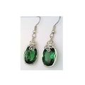 Emerald Sterling Silver Wire Wrap Gemstone Dang...