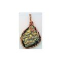 Blue Gold Dichroic Glass Copper Wire Wrap Penda...