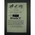 1964 Miranda F Camera Ad - Felis Leo Philohela Minor Rosaceae