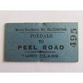 Manx Northern Railway Foxdale - Peel Road Ticket