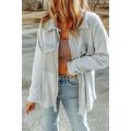 Gray Contrast Flap Pockets Relaxed Shacket
