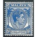 Singapore 1948 SG8 15c Ultramarine Mounted Mint...