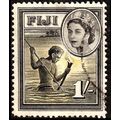 Fiji 1954 Fishing Queen Elizabeth II 1/- Used S...