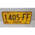 Vintage Steel Farm License Plate New York "1405...