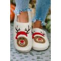 White Christmas Deer Home Indoor Plush Slippers