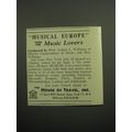 1960 The House of Travel, Inc. Ad - Musical Europe Tour for Music Lovers
